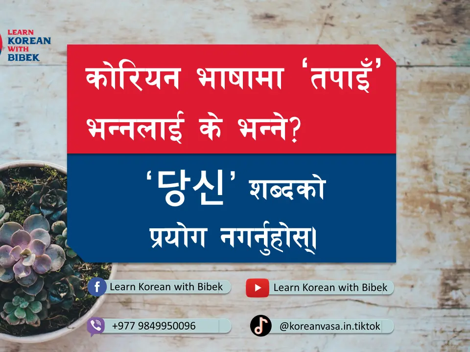 How to say 'तपाइँ' in Korean Language?